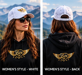 White Live Custom hat showing front and back views