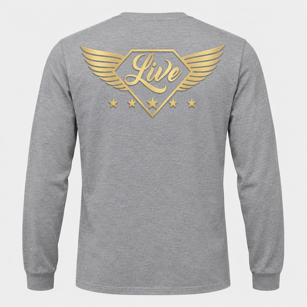 Grey long-sleeve T-shirt back mockup