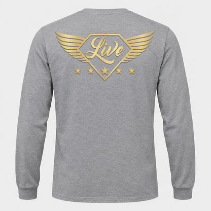 Grey long-sleeve T-shirt back mockup