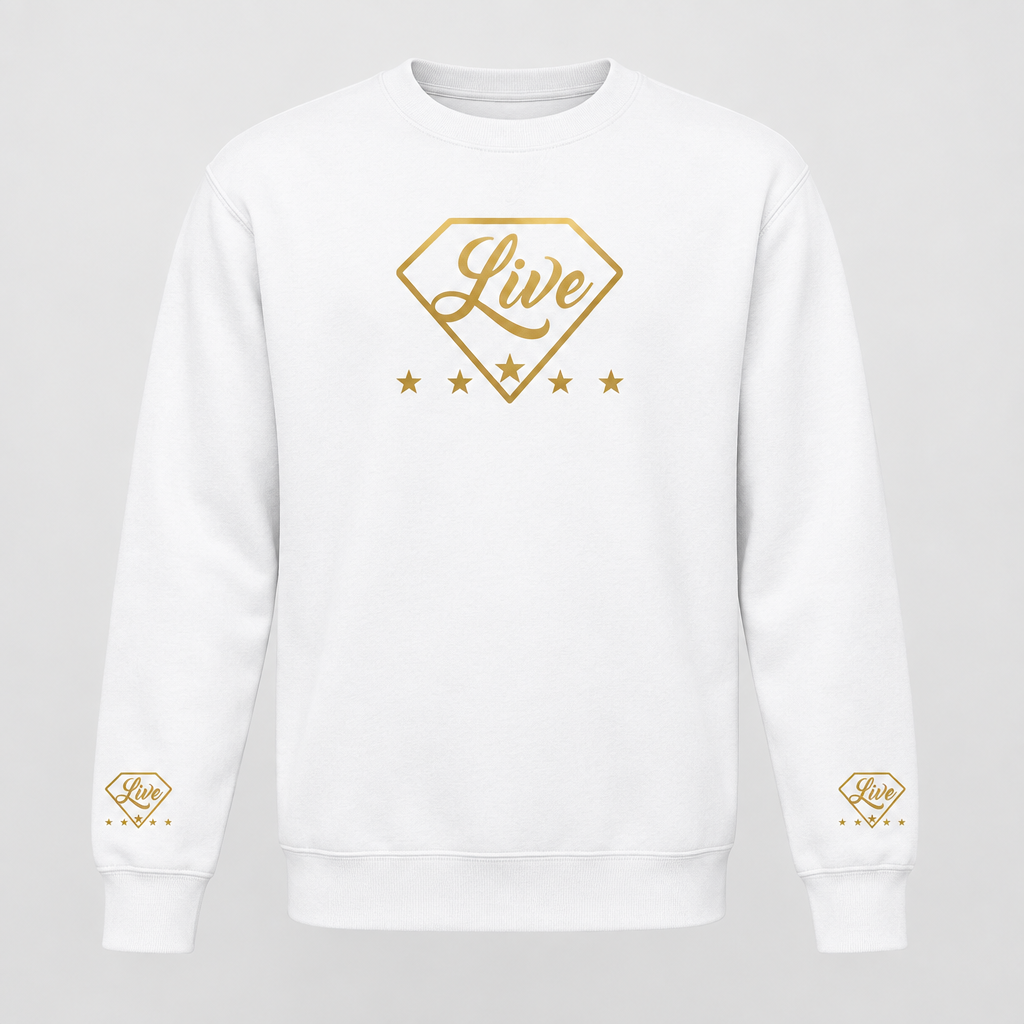 White Live Gold S sweater front