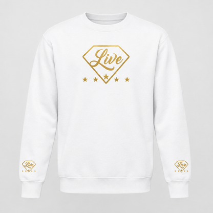 White Live Gold S sweater front