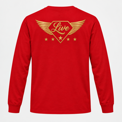 Red long-sleeve T-shirt back mockup