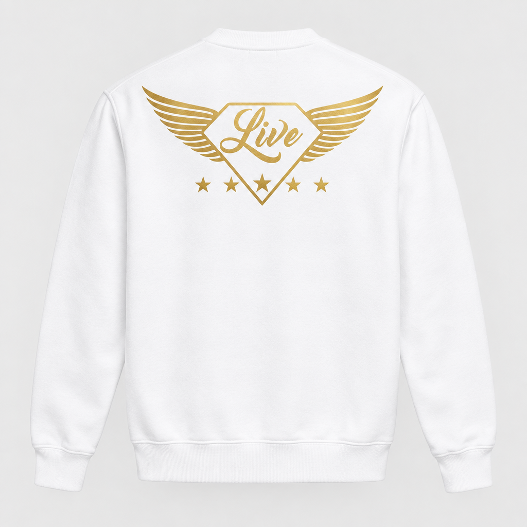 White Live Gold S sweater back