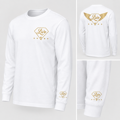 White long-sleeve T-shirt side mockup