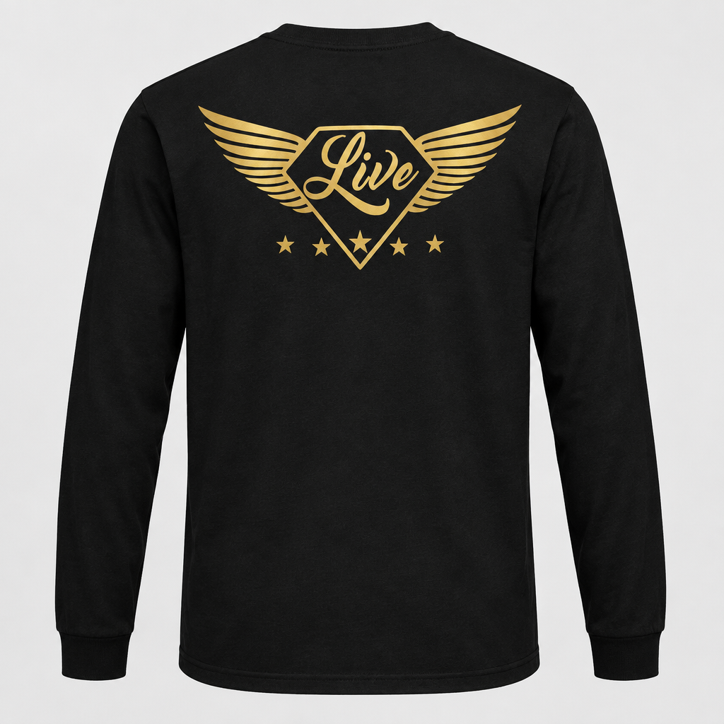 Black long-sleeve T-shirt back mockup