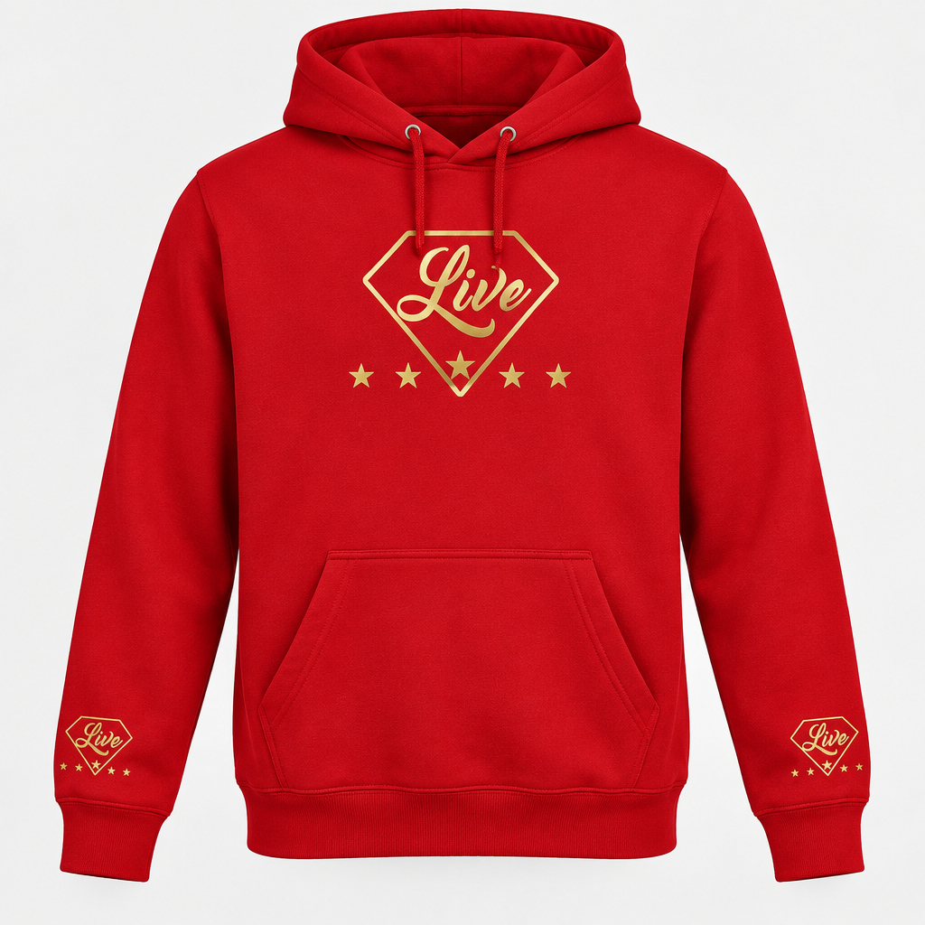 Red Live Gold S hoodie front