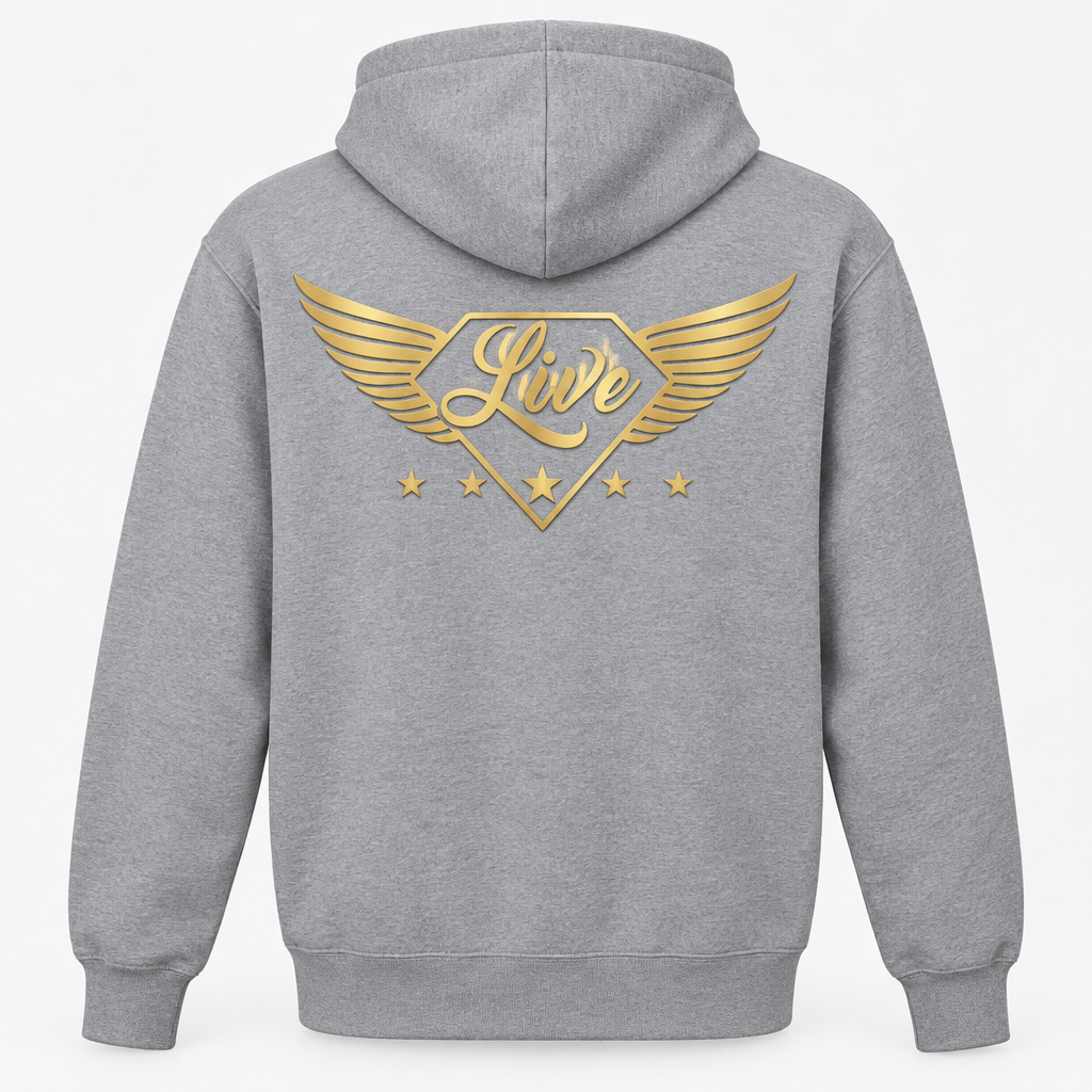Grey Live Gold S hoodie back