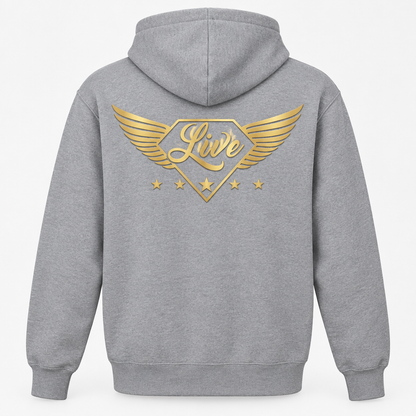 Grey Live Gold S hoodie back