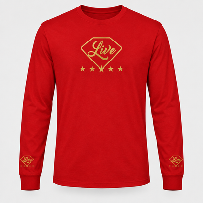 Red long-sleeve T-shirt front mockup