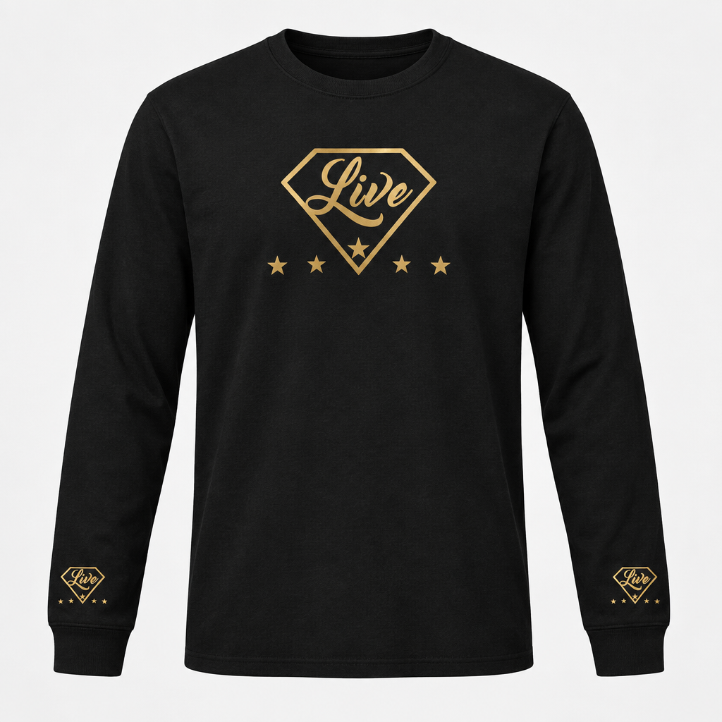 Black long-sleeve T-shirt front mockup