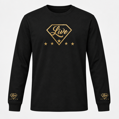 Black long-sleeve T-shirt front mockup