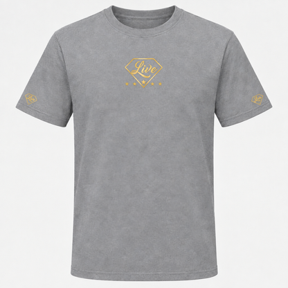 Grey Live Gold S Edition T-shirt front mockup