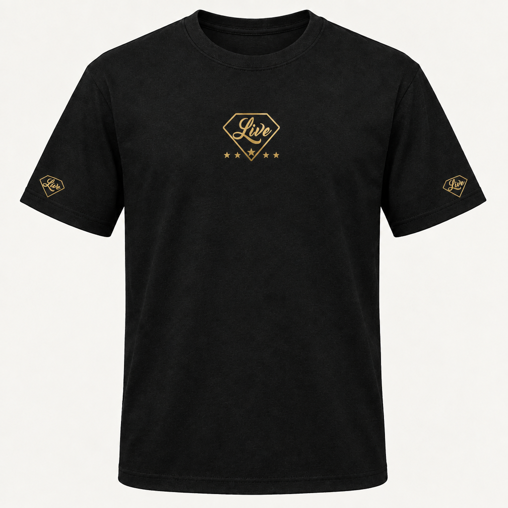 Black Live Gold S Edition T-shirt front mockup