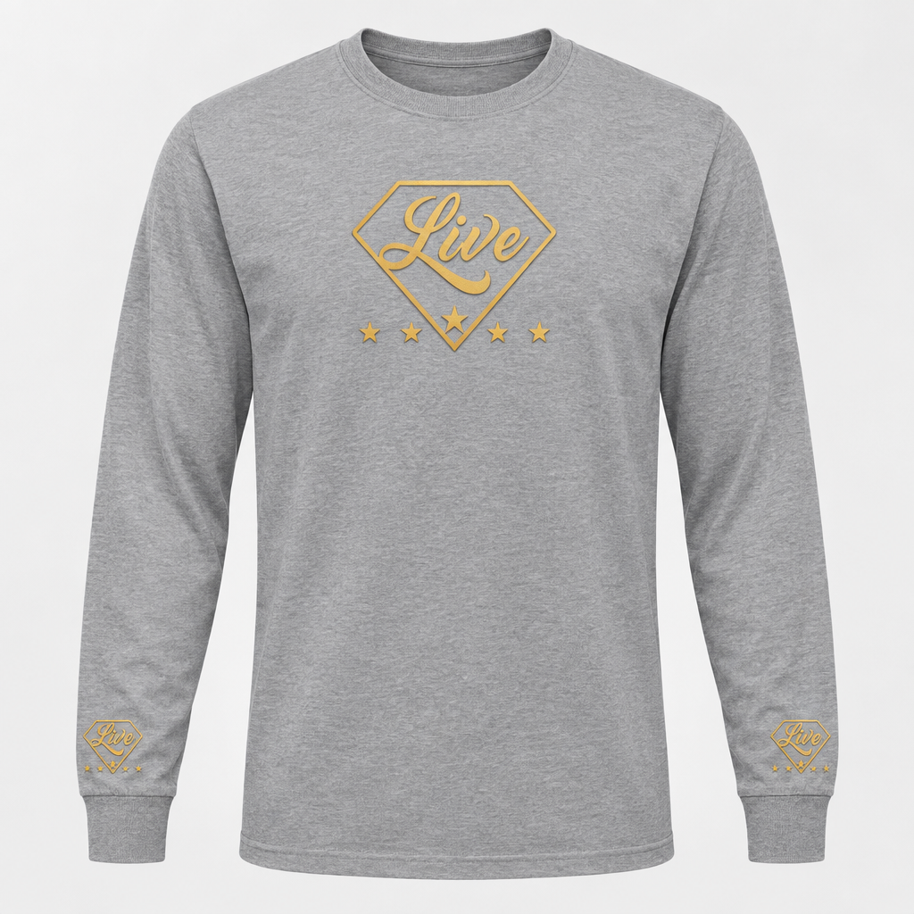 Grey long-sleeve T-shirt front mockup