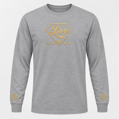 Grey long-sleeve T-shirt front mockup