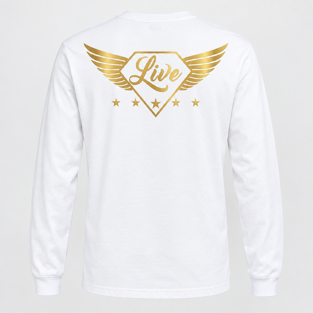 White long-sleeve T-shirt back mockup