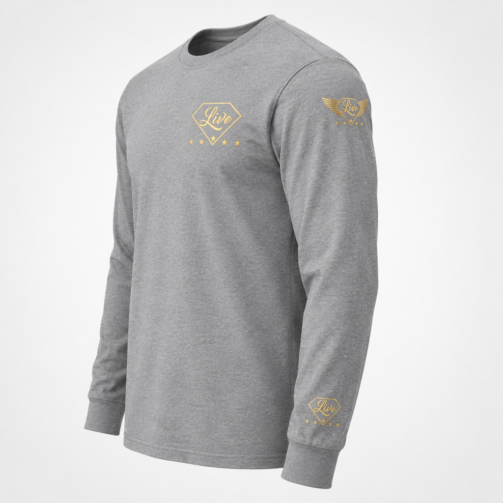 Grey long-sleeve T-shirt side mockup