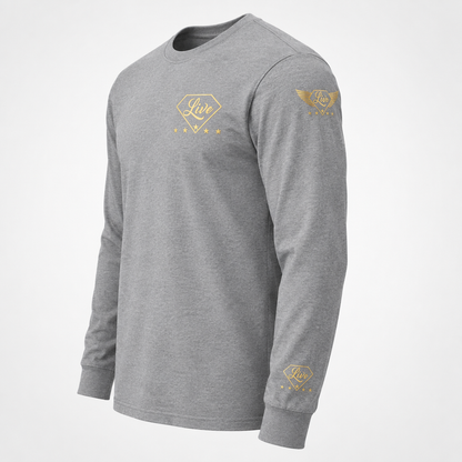 Grey long-sleeve T-shirt side mockup
