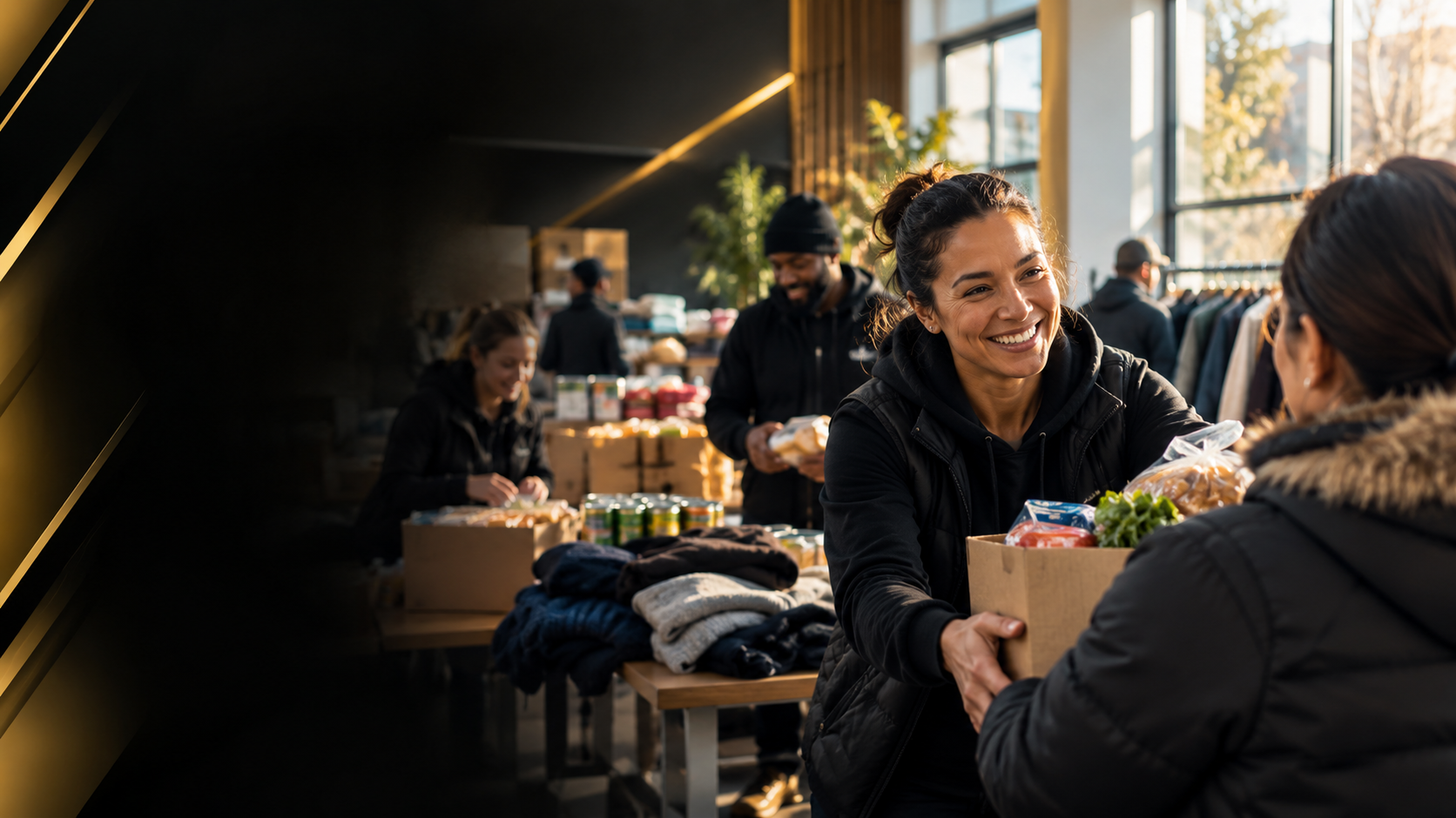 Community support and food distribution.